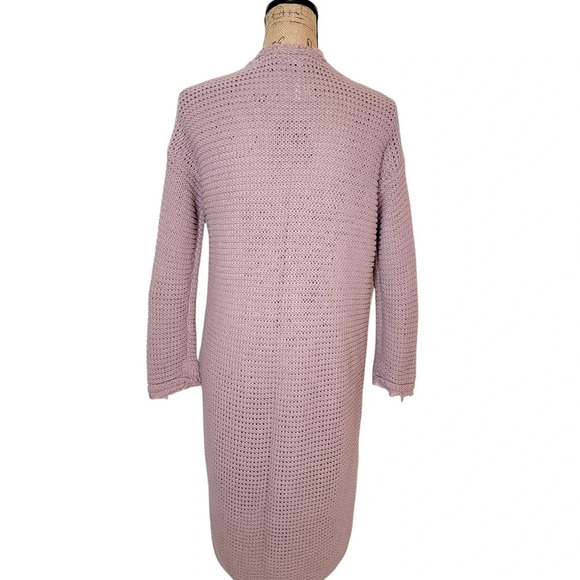 FREE PEOPLE Women's Draped Open Front Fringe Cotton Sweater Duster Blush Size XS - Picture 4 of 15